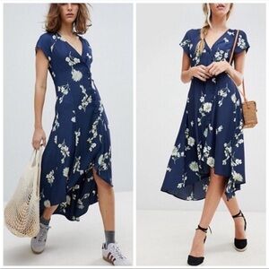 Free People lost in you floral asymmetric button midi dress 564